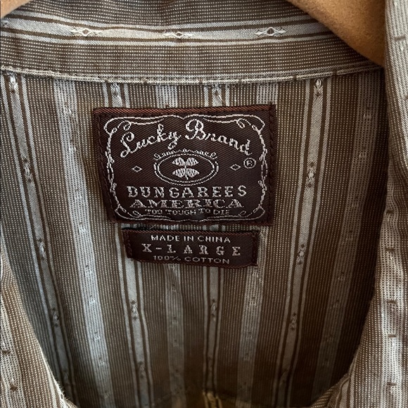 Lucky Brand Brown and White Striped Men's Shirt - Picture 2 of 2